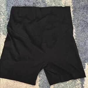 Old Navy High-Waist Maternity, Black Ribbed Bike Shorts